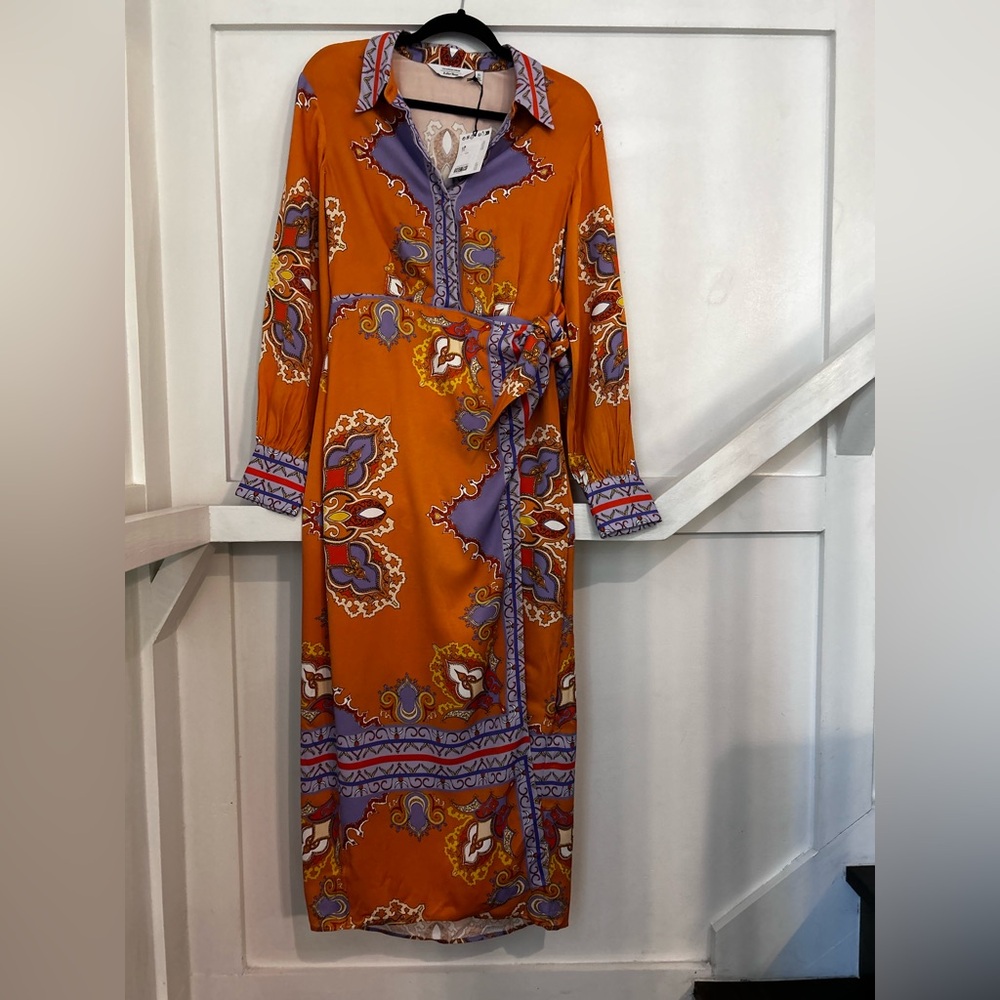 Brand New Los Angeles Atelier & Other Stories Shirt Dress - Orange & Purple Sz 4